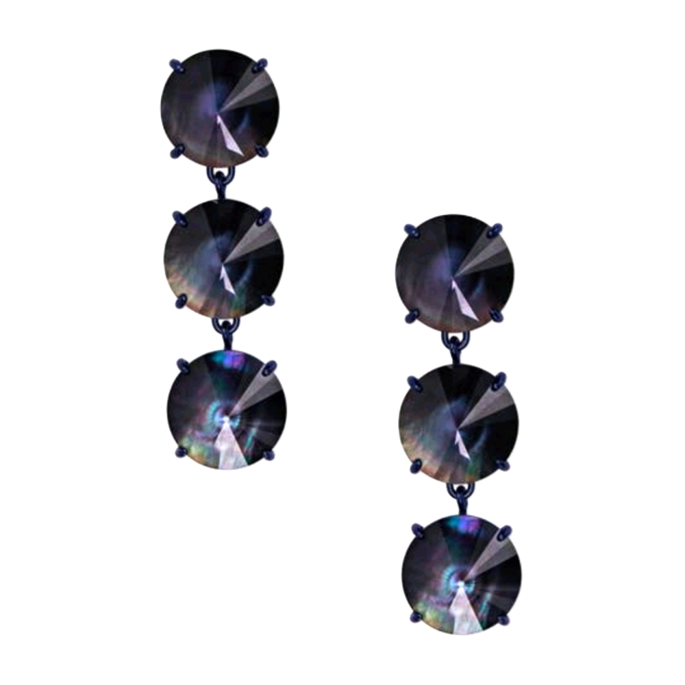 Kendra Scott Iridescent Black Blue Triple Drop Earrings